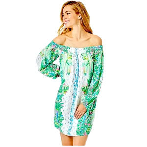 Lilly Pulitzer Mary Ellen Silk Dress‎ Resort White Coconut Row Off The Sh…